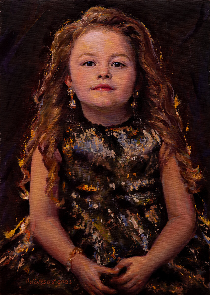 Портрет девочки, холст, масло, 2021г., фото автора: художник Александр Одинцов