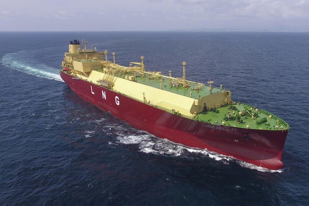  
LNG ship named Prism Courage built in 2021 and delivered to SK Shipping. (PHOTO NOT FOR SALE) (Yonhap)