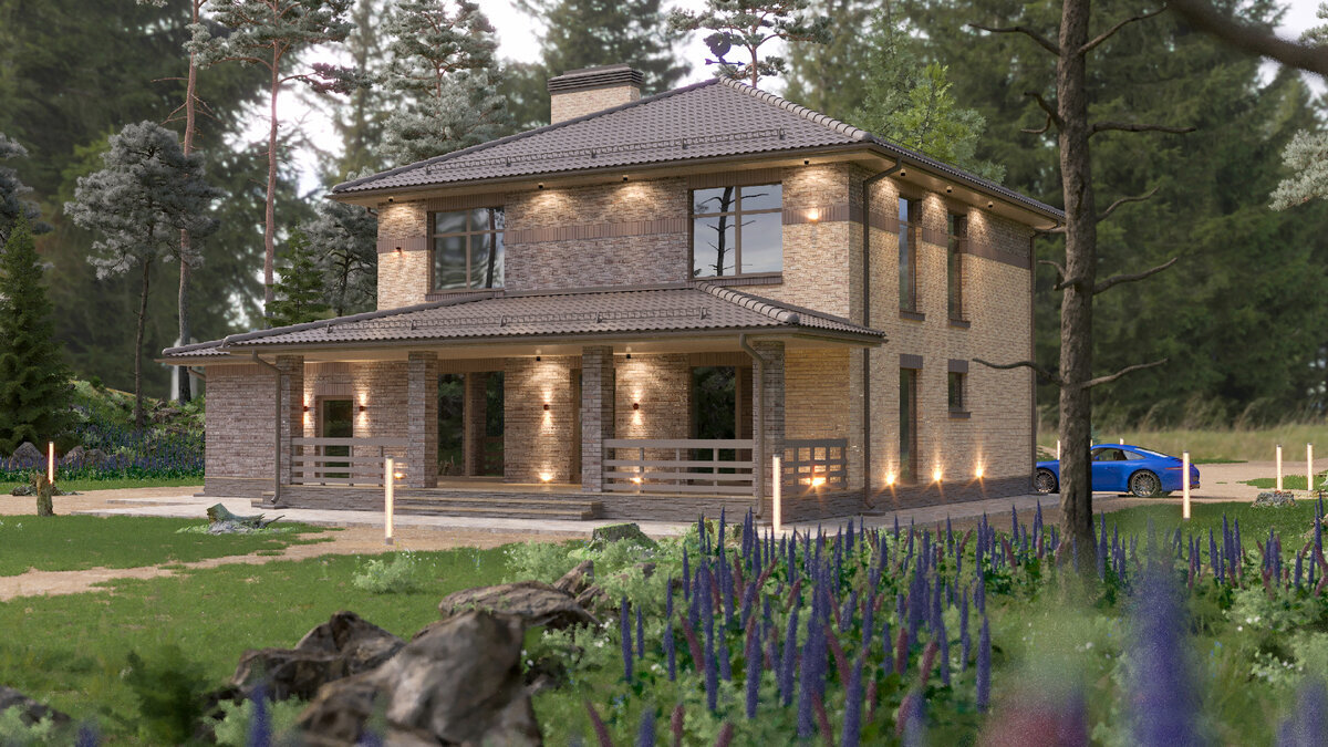 Вид на задний и левый фасады. Источник изображения: Дзен-канал "Николай Ершов_ПРОЕКТЫ и ДИЗАЙН"