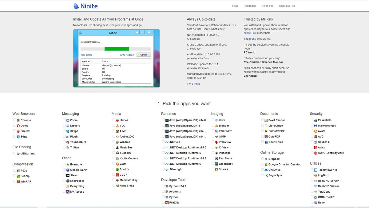 Ninite.com - простая установка программ в несколько кликов