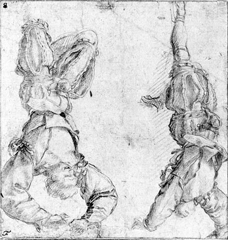 Preparatory drawings for pittura infamante by Andrea del Sarto 