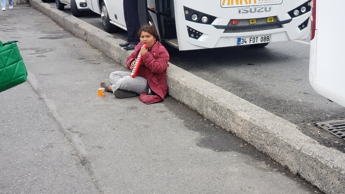 Стамбул. Честный труд уличного музыканта. Так выглядят местные цыгане.