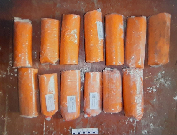 Изъятые упаковки со взрывчаткой в Запорожской области. Фото © t.me / ГУВД по Запорожской области