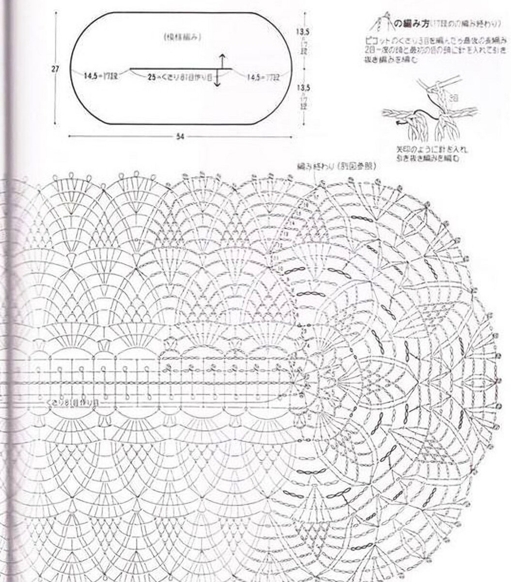 Скатерть на овальный стол крючком со схемами и описанием