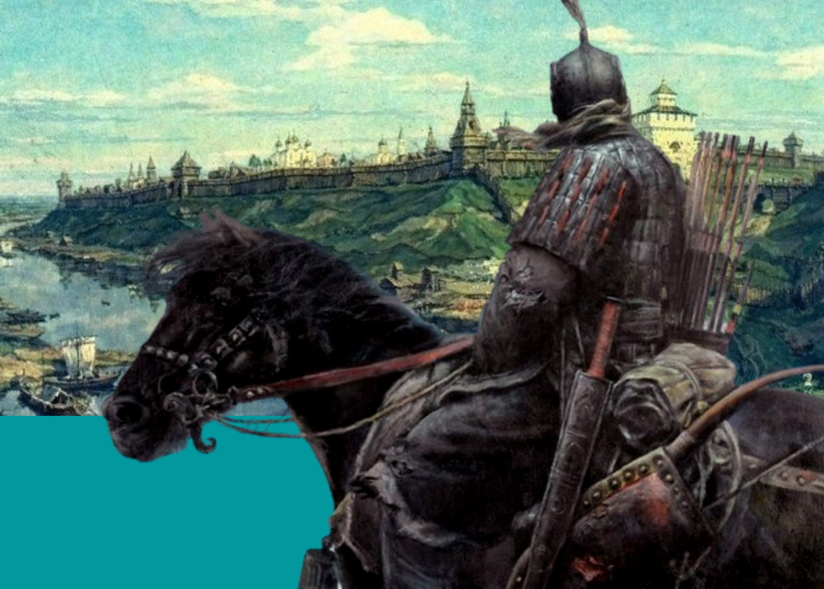 Булгарский воин на фоне Рязани (коллаж)