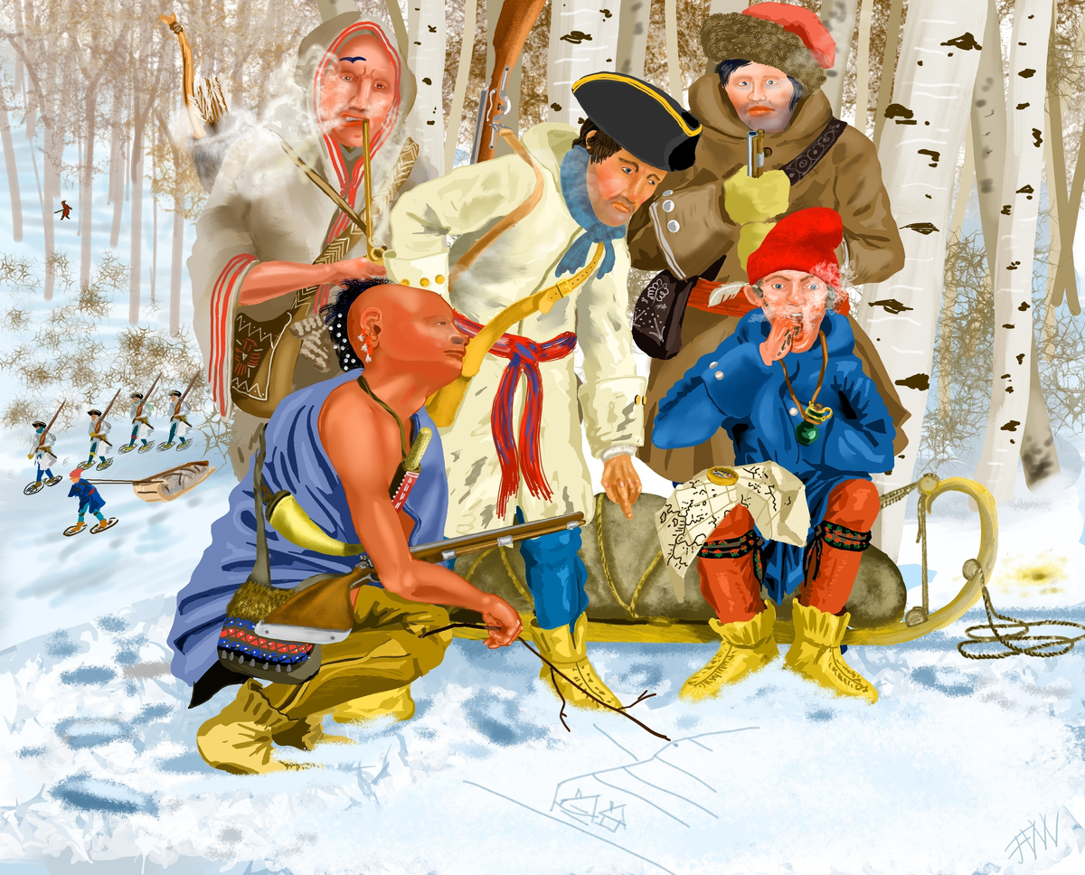 Зимний, военный поход французов и индейцев в 1756 году. Автор Ф.Д.З.