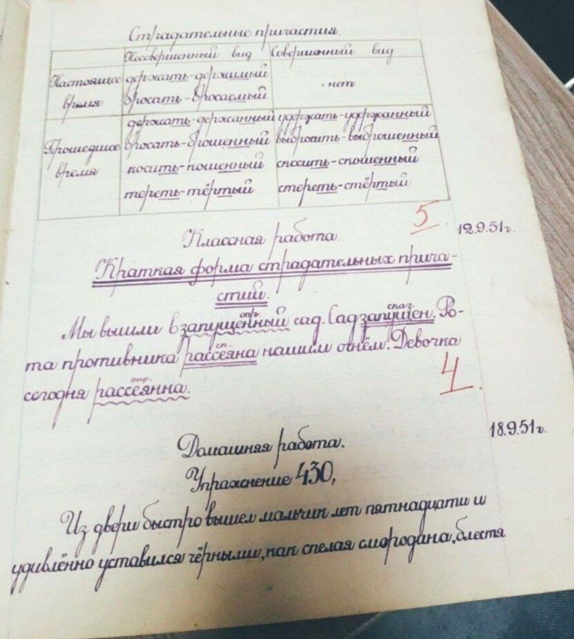 Почерк ученика 5 класса