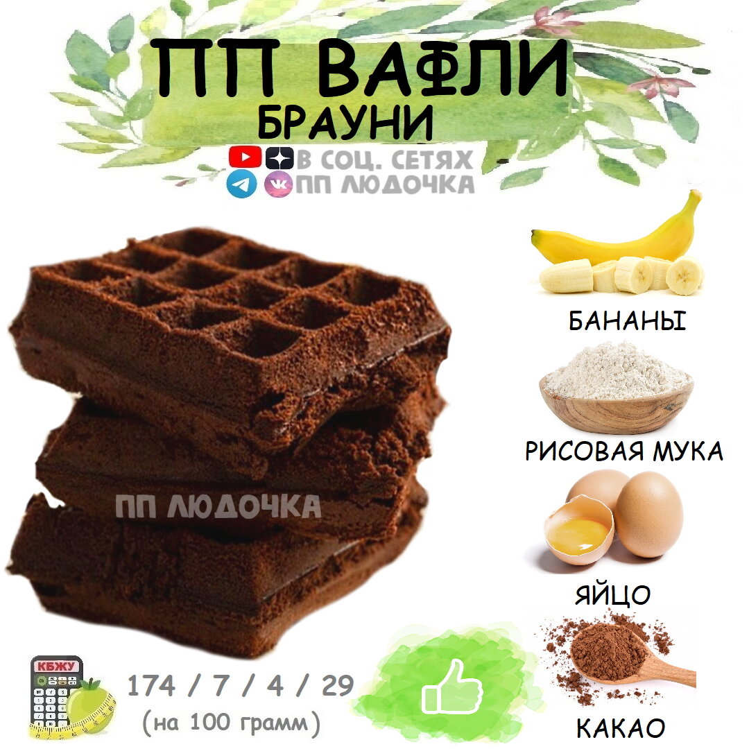 ШОКОЛАДНЫЕ ПП ВАФЛИ БРАУНИ 🍫 ДИЕТИЧЕСКИЙ РЕЦЕПТ ✓ | ПП ЛЮДОЧКА ПП РЕЦЕПТЫ  | Дзен