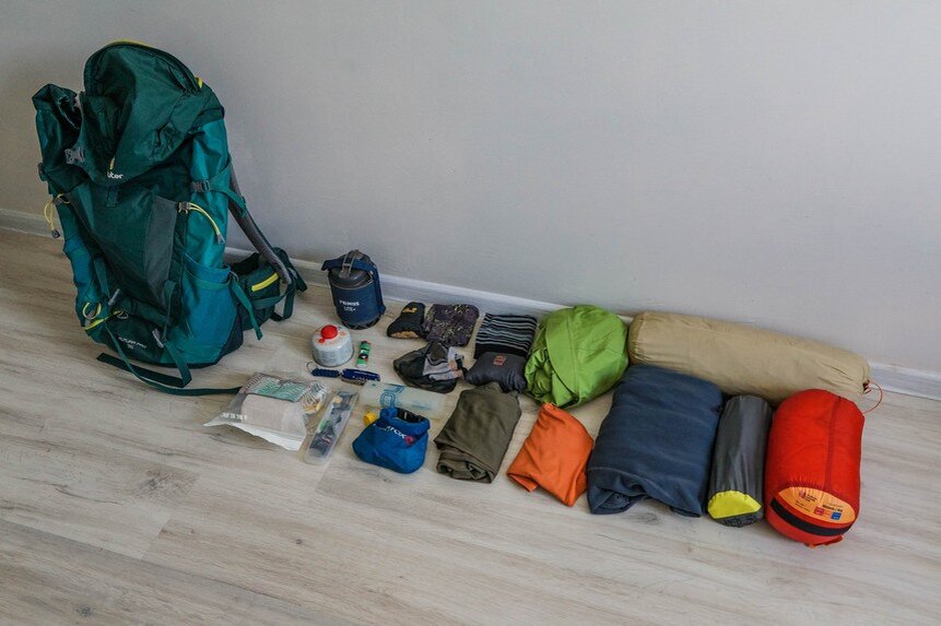 Набор вещей стандартный, базовый вес (без еды и воды) 8,5 кг