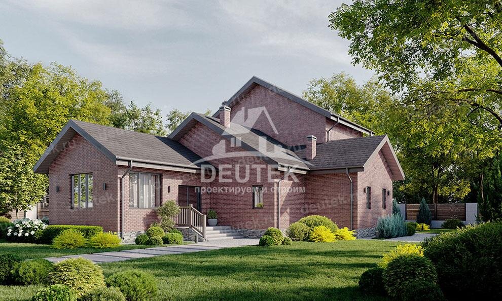 Проект двухэтажного дома 195 м2 с верандой - SRK-18