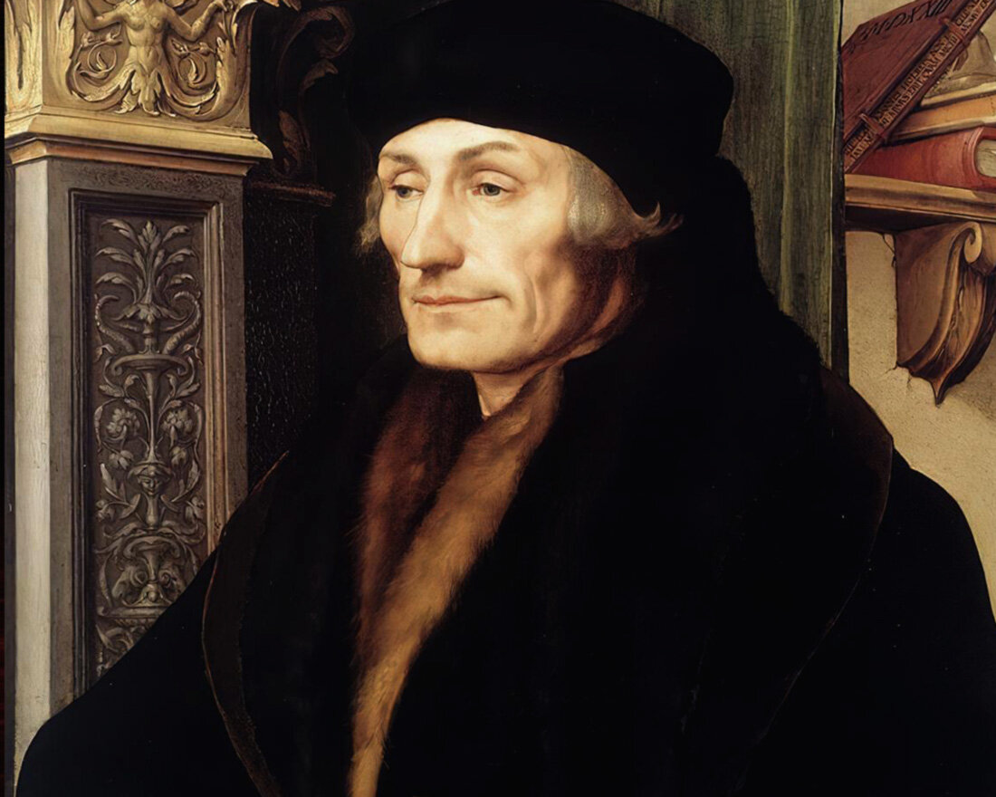 1 Портрет Дезидерия Эразма Роттердамского с пилястрами эпохи Возрождения https://upload.wikimedia.org/wikipedia/commons/3/30/Holbein-erasmus.jpg