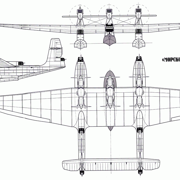 Схема гидросамолета МК-1 (АНТ-22)