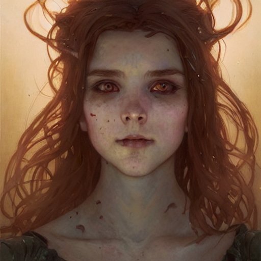 A portrait of a cute girl with bronze hair and glowing eyes by greg Rutkowski and artem demura and krenz cushart and alphonse mucha, surrounded by indescribable horror from the depths of space, highly detailed happy face, beautiful body, handsome goddess, masterpiece, by Howard Phillips Lovecraft, high quality, trending on artstation, cinematic light, fireflies, fog, perfection
