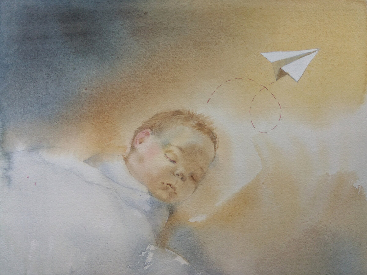 Кира Салимова, Телеграм, 2019, бумага, акварель, 38х28