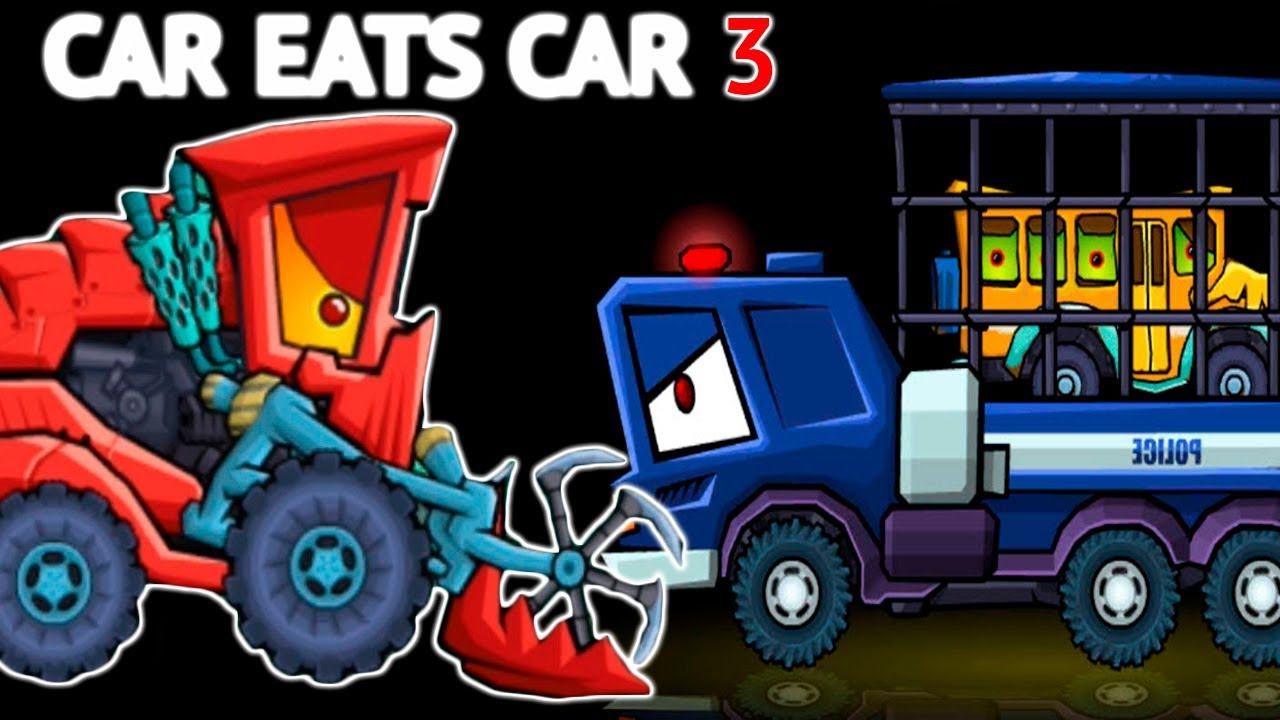 Машина Ест Машину 3 Car Eats Car Победил Конвой скоро Босс Полицейский Танк  Игра про Хищные Машинки