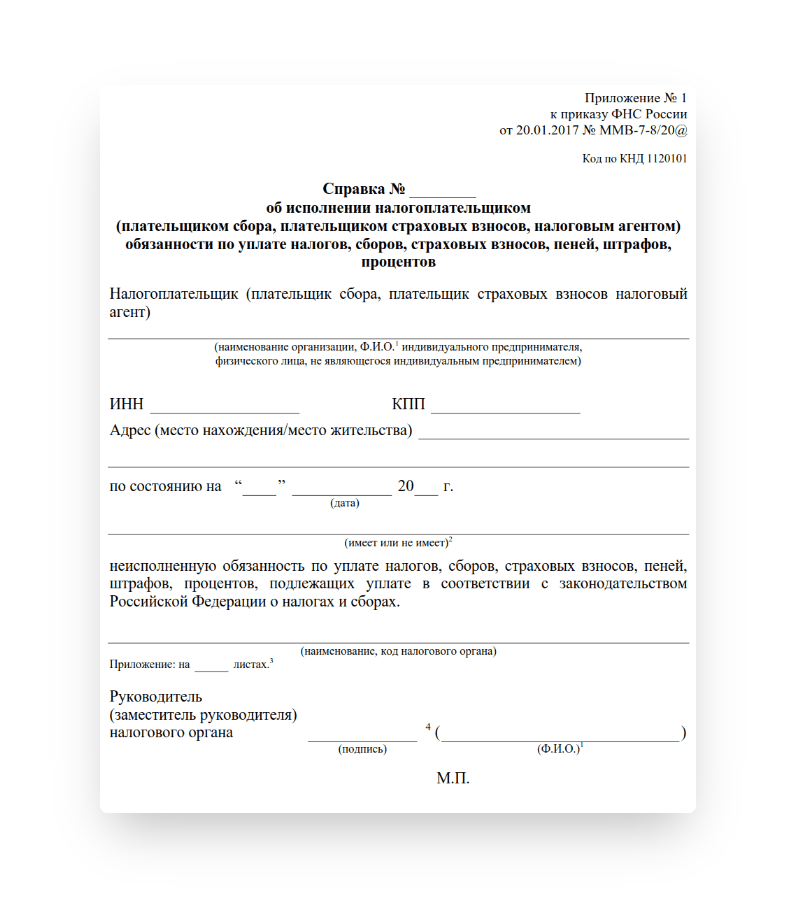 Справка 1120101 образец