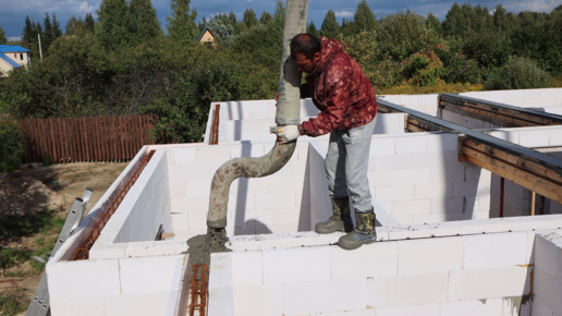 Заливка армопояса дом из газобетона. Грязно, но быстро. | ДОМ В ДЕРЕВНЕ ...