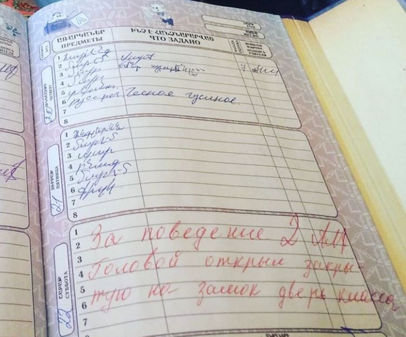 * За поведение 2. Головой открыл закрытую на замок дверь класса. 