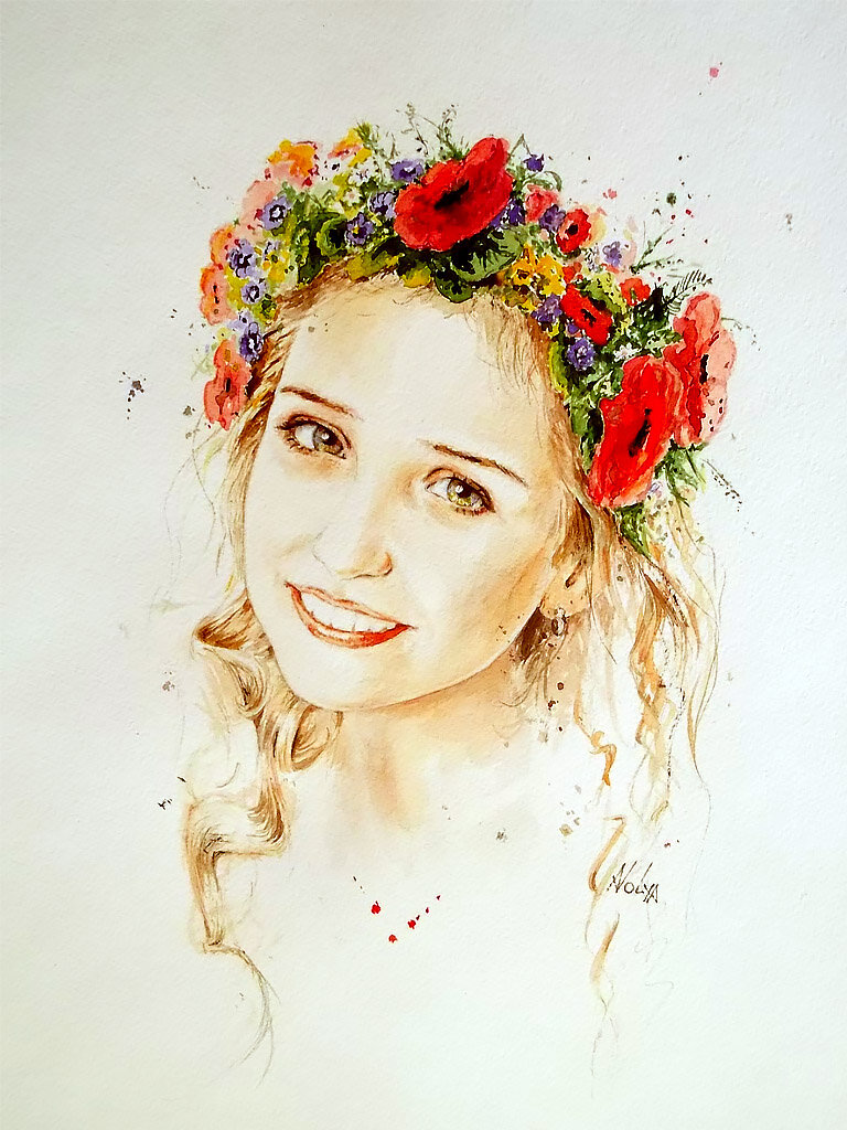 Рисунок девочки с венком