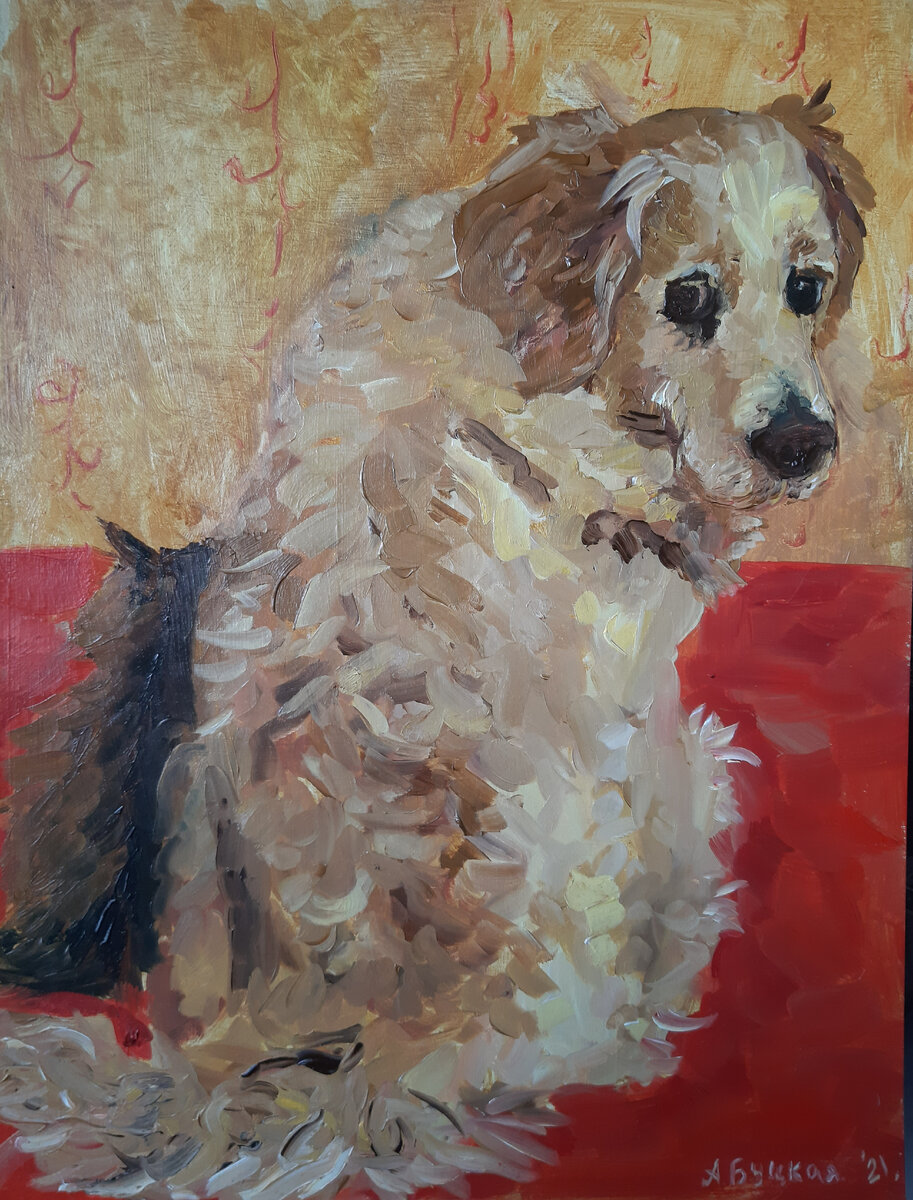 Взгляд. Картон, масло 2021г.