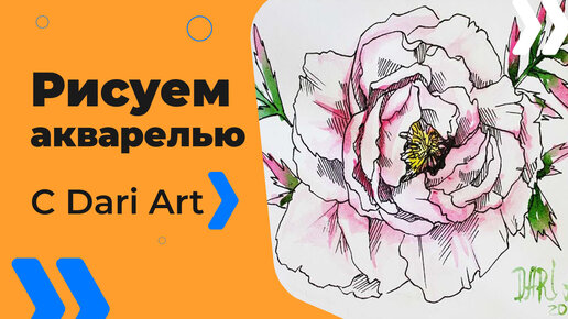 Бесплатный урок рисования! Рисуем пион! Акварельный скетчинг для начинающих!