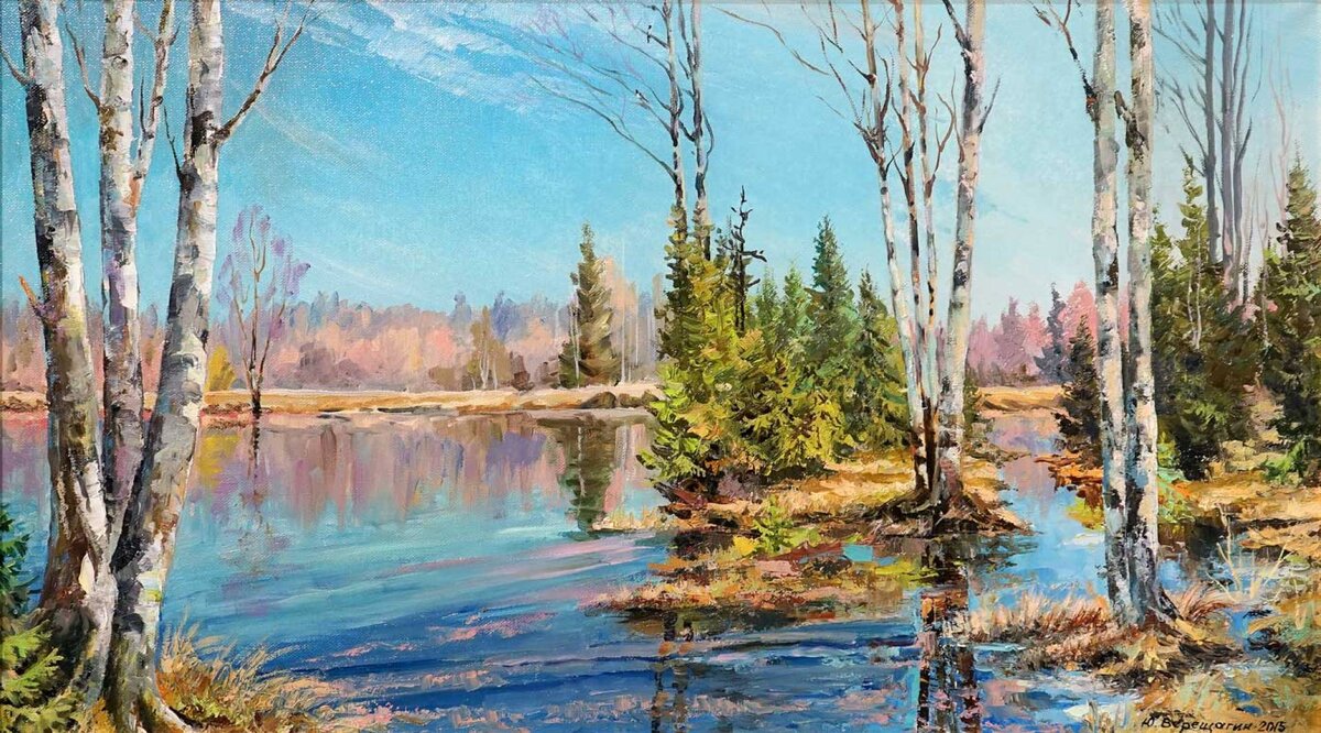 Апрель картина маслом