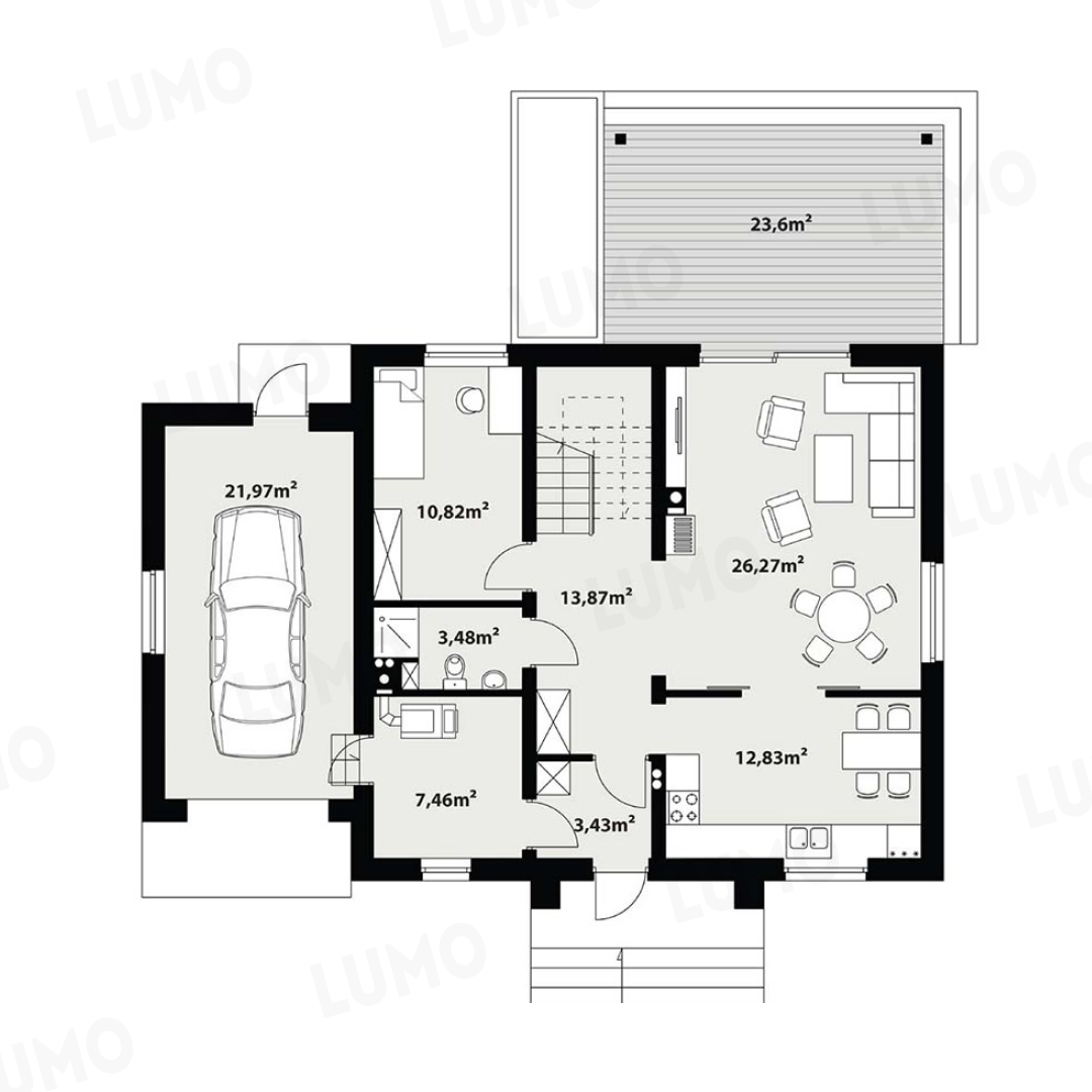 План 1-го этажа с расстановкой мебели