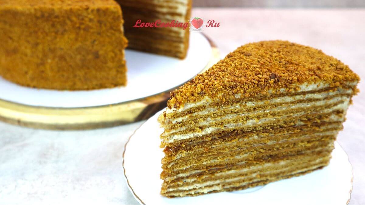 Карамельный медовик с ореховым кремом | LoveCookingRu | Дзен