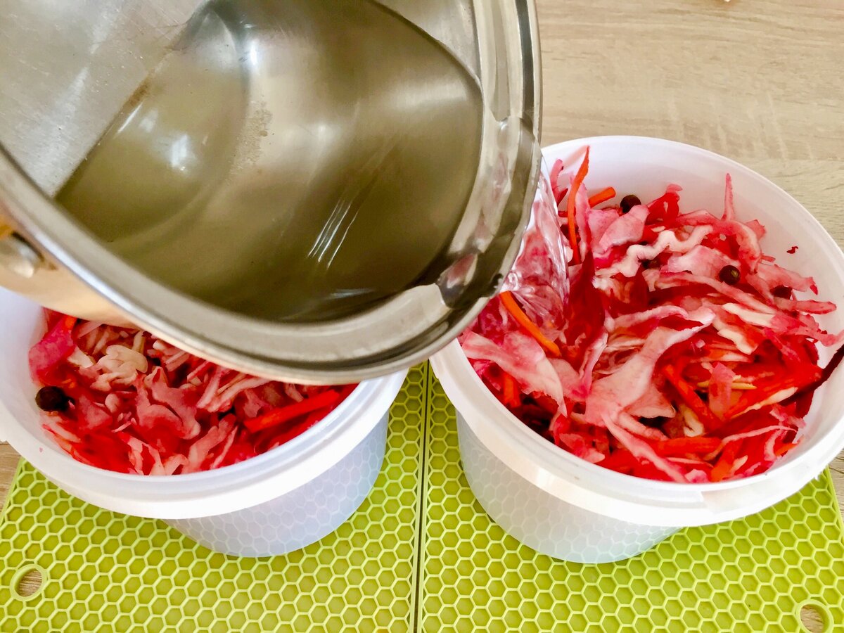 Можно есть уже на следующий день: капуста по-грузински (остренькая на вкус и цвет красивый)