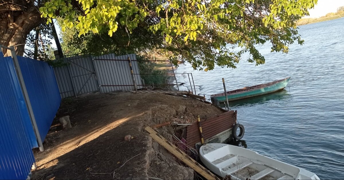 Такой вид из под веток Шелковицы на берегу.