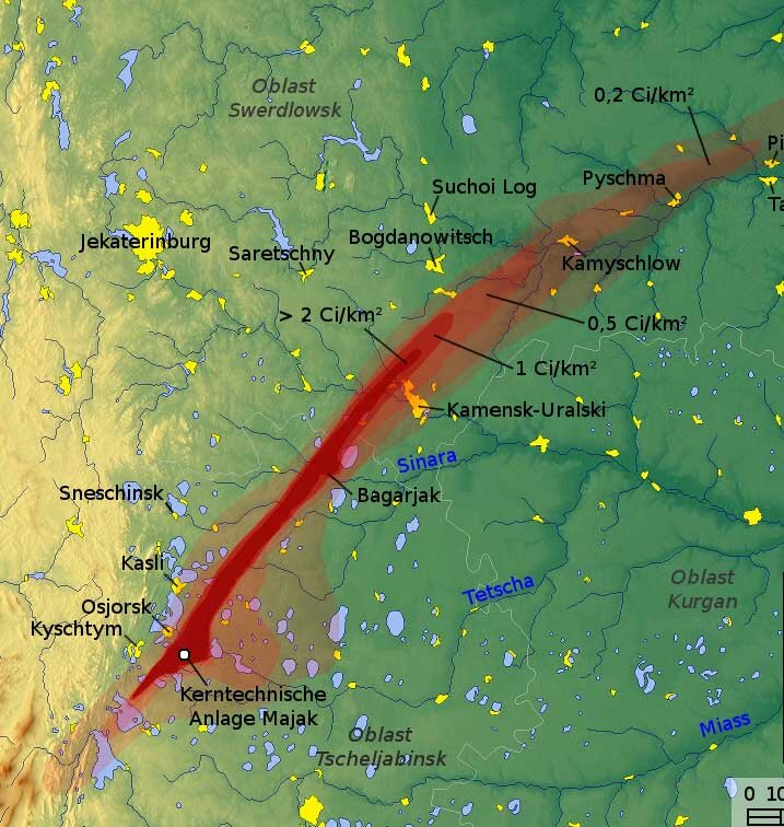 Кыштымская авария карта