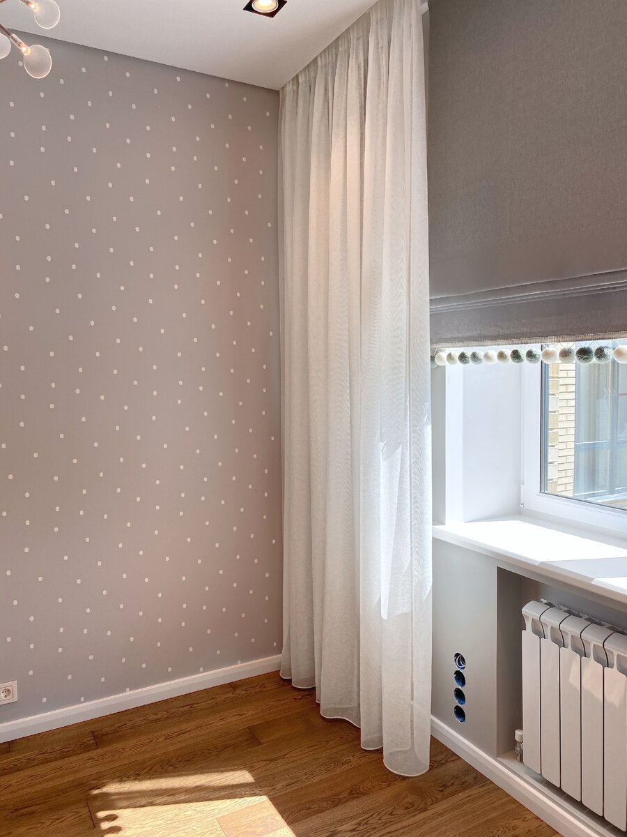 Римская штора в комнату девочки в одном из проектов "Studio Аmeli" - ЖК Андерсен в Новой Москве