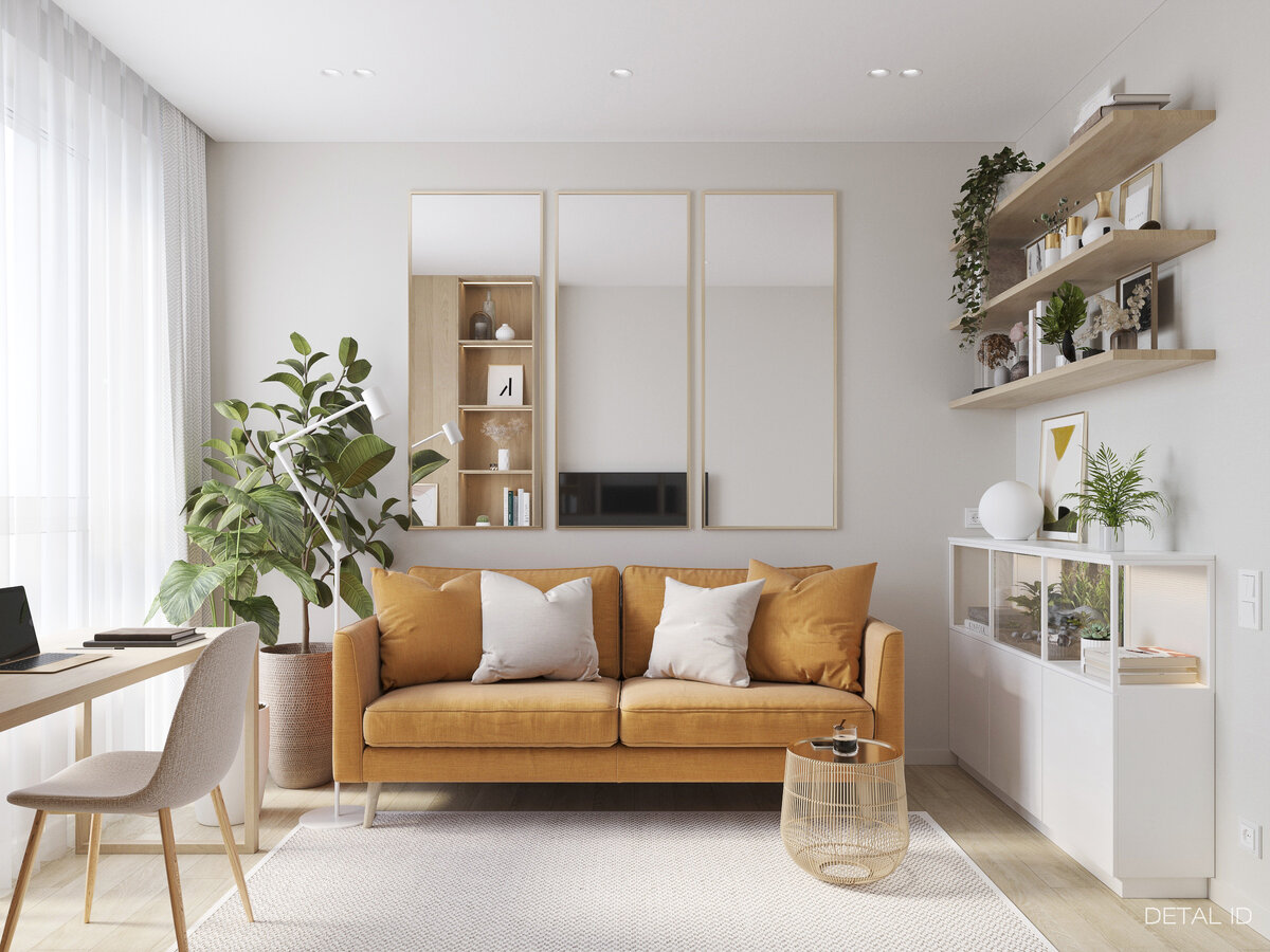 Интерьер маленькой гостиной-кабинета. Detal ID