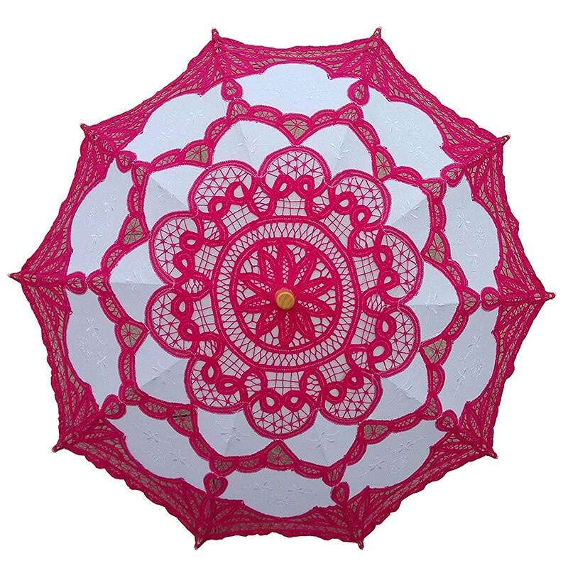 Зонтик кружевной красно белый