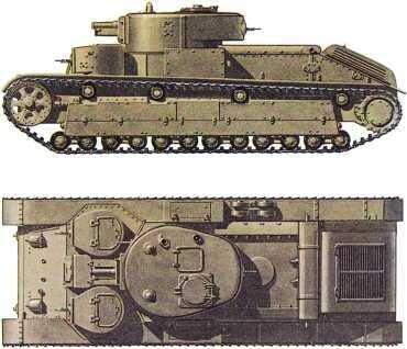 Танк Т-28 (вид сбоку и сверху).