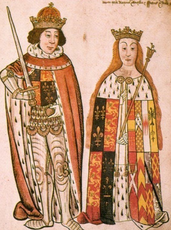 Рисунок Ричарда и Анны в роли короля и королевы из Солсберийского свитка, ок. 1483-1485. en.wikipedia.org