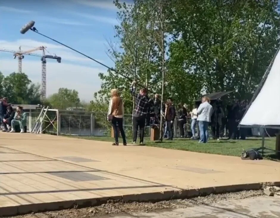 Процессы проведения киносъёмок на Шелепихе.
