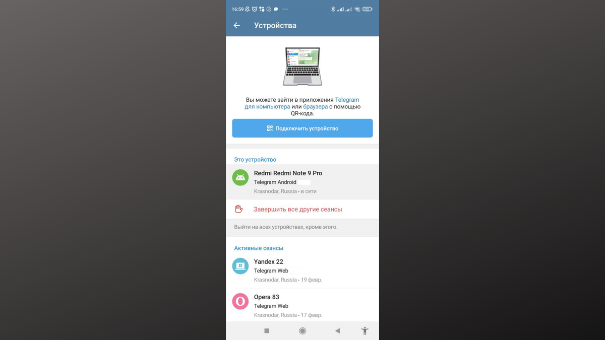 Скриншот из мессенджера Telegram