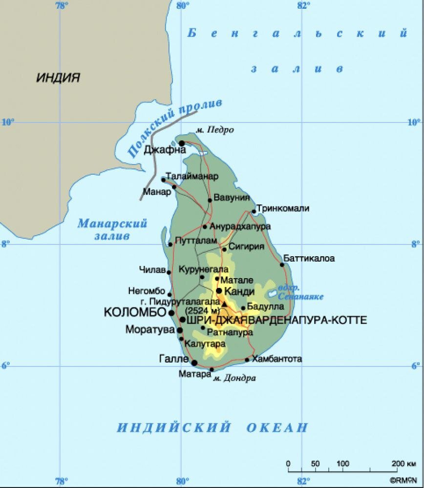Карта мир на шри ланке