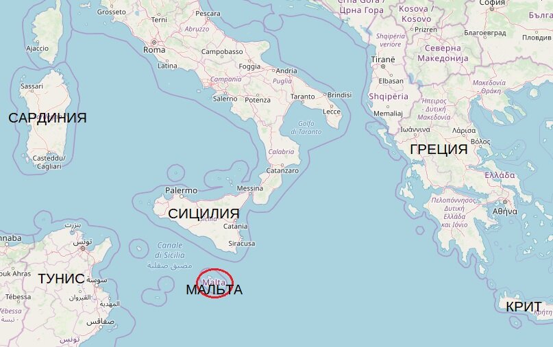 Остров Мальта на карте