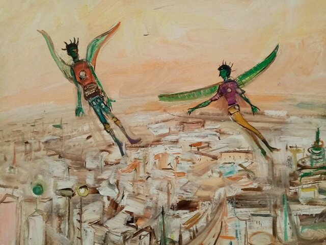 Александр Лабас. В другой галактике (1977). Фрагмент картины (фото моё, оригинал - собственность Ольги Бескиной-Лабас). Все права на изображения принадлежат их собственникам. 