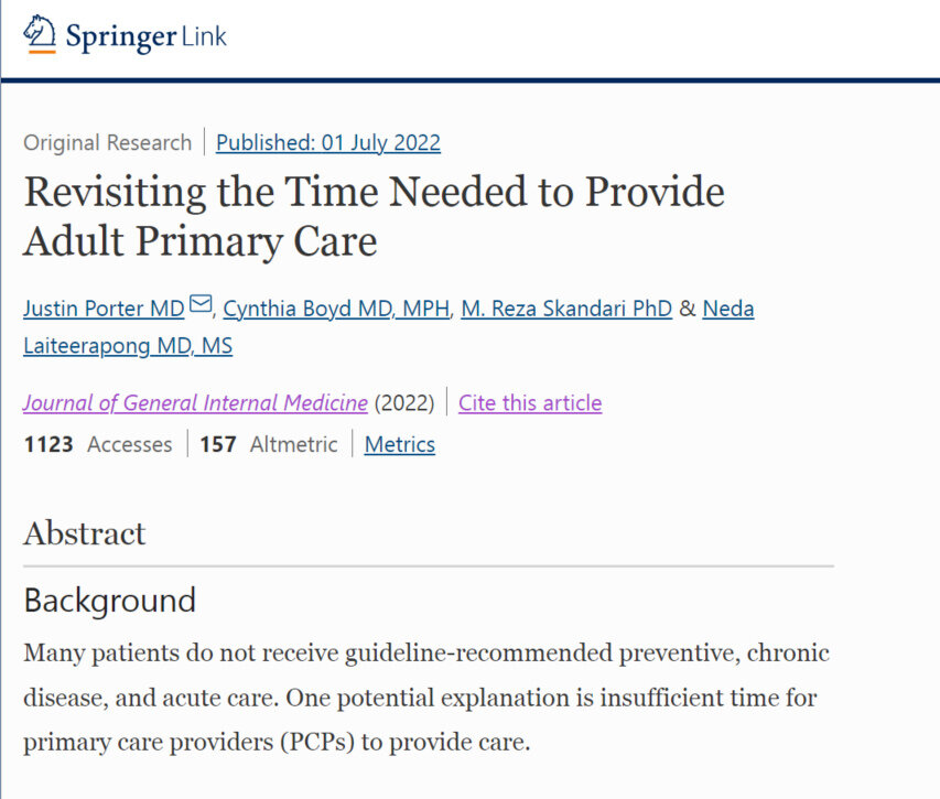 Публикация в Journal of General Internal Medicine" 1 июля 2022 года 