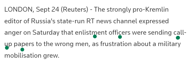 Здесь и далее скриншоты-цитаты из статьи Reuters https://www.reuters.com/world/europe/complaints-about-russias-chaotic-mobilisation-grow-louder-2022-09-24/ 