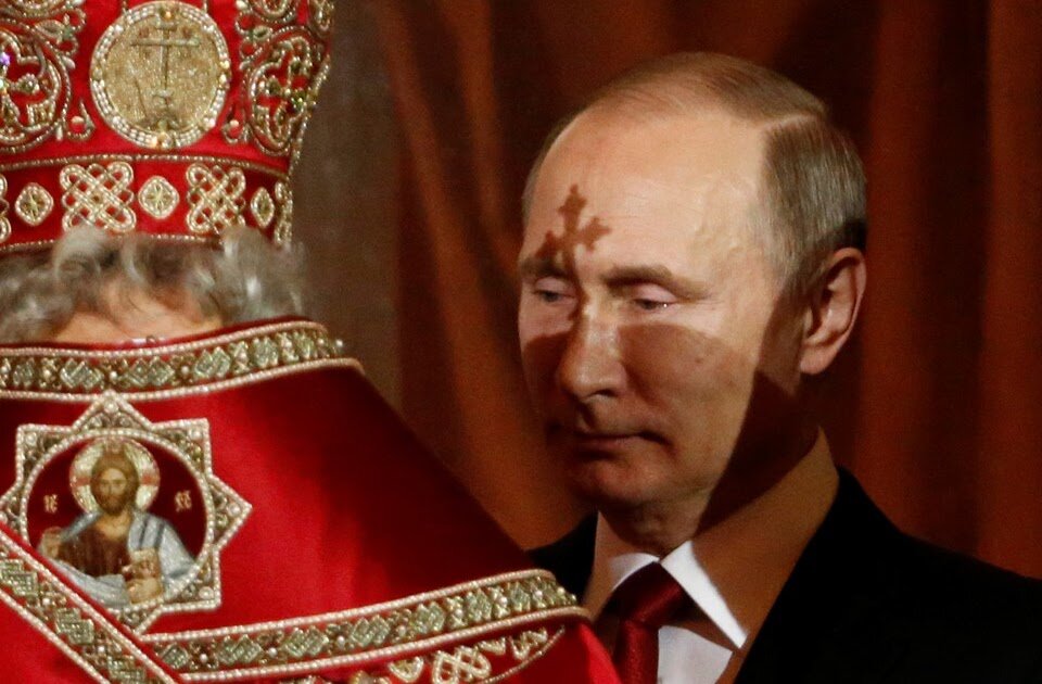 Фреска 14 века с изображением путина