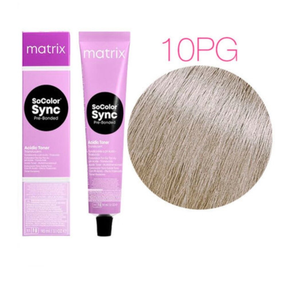 Кислотный тонер от Matrix SoColor Sync Pre-Bonded Acidic Toner в оттенке 10 PG — жемчужно-золотистый