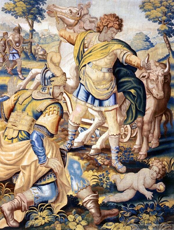 Одиссей притворяется безумным. Иллюстрация из открытого источника