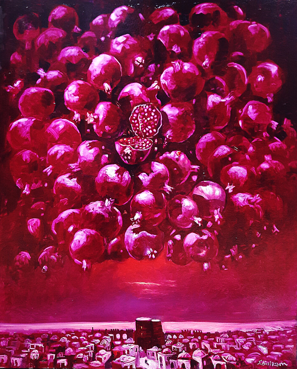 Картина создавалась с расчетом на цветовые нюансы хинакридона сиреневого