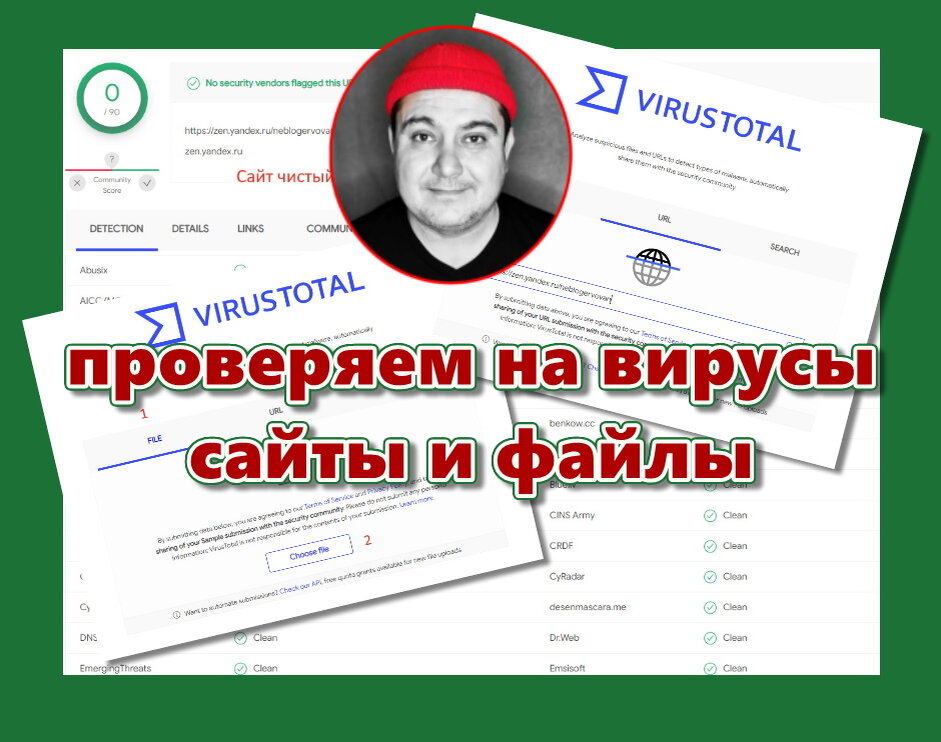 Проверяем онлайн на наличие вирусов файлы и сайты. Коллаж автора.