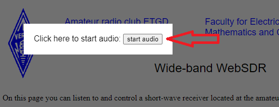 Кнопка запуска звука на http://websdr.ewi.utwente.nl:8901/.