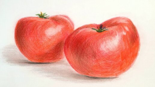 Рисуем помидоры цветными карандашами | Пошаговый урок рисования
